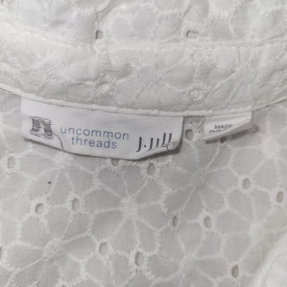 Uncommon Threads X J Jill Eyelet Shirt Women's Size Medium White - Picture 6 of 10